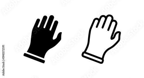 Tilted hand palm gesture icons in flat and outline style