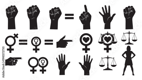 Set of 16 social justice and equality icons vector