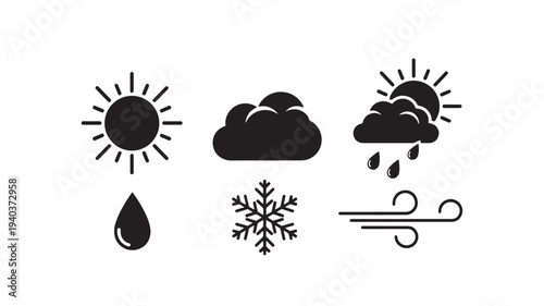 Set of 6 weather icons vector