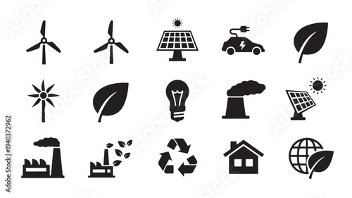Set of 20 eco friendly icons vector