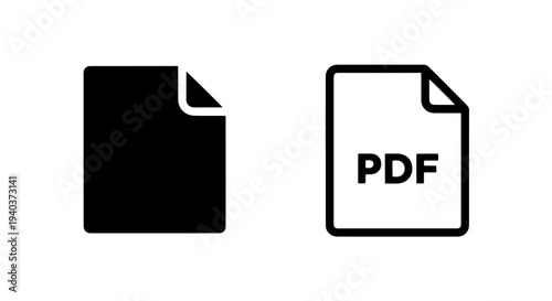 PDF file format document icon set for digital office and business paperwork