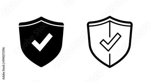 Verified protection shield icon set for security safety and trust verification