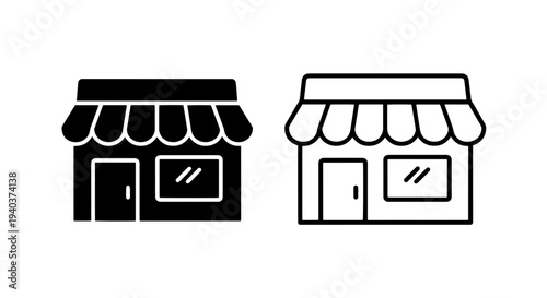 Retail store with awning icon for market and small business facade