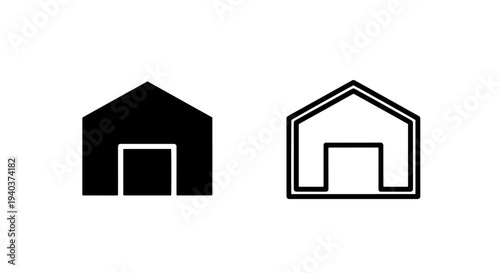 Warehouse or storage building icons for industrial and logistics concept