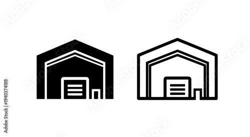 Hangar or large warehouse entrance icons for industrial storage
