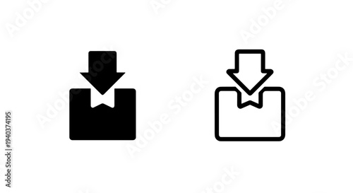 Download or storage icon featuring a box and downward arrow