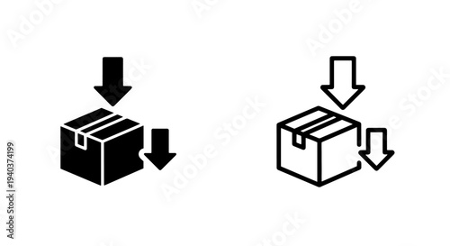Delivery box icons with arrows for logistics and shipping concepts