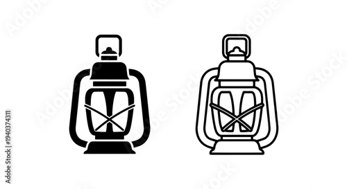 Vintage Kerosene Lantern Icon for Camping and Adventure