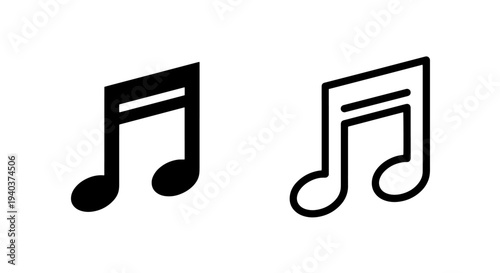 Beamed eighth note musical icons for audio and song apps