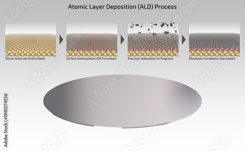 Photos Atomic Layer Deposition (ALD) Process: Monolayer Formation and Precursor Coverag