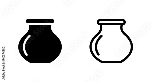 Ceramic clay pot and vase icons for pottery and kitchen design