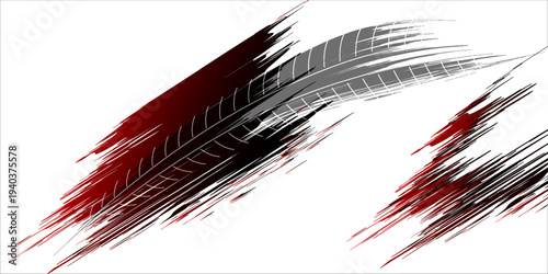 Tire trace track. Abstract wheels braking distances, tread silhouettes brushes. Isolated car or motorcycles vector trails. eps10