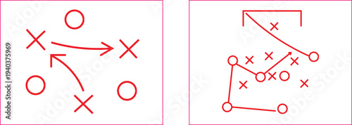 Dynamic red line diagrams depicting strategic sports plays and tactical formations essential for team success and competitive advantage.