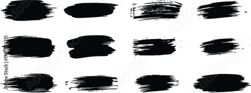 Collection of black brush strokes on white background