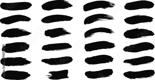 Collection of black brush strokes on white background
