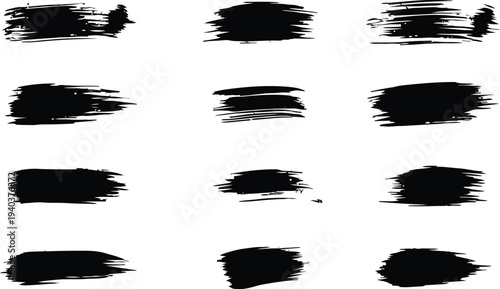 Collection of black brush strokes on white background