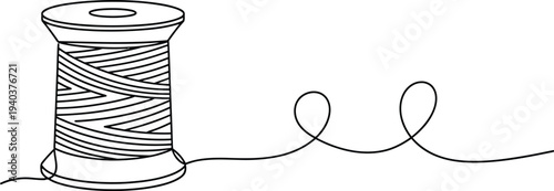 Spool of Thread with Loose Wire on White Background