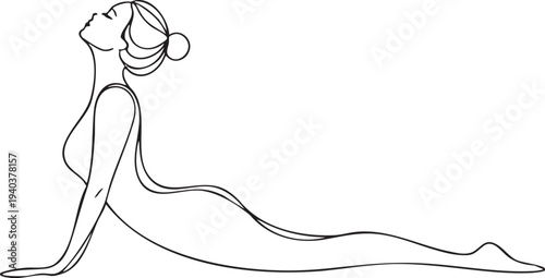 Woman Yoga Pose Wellness Silhouette Line Art