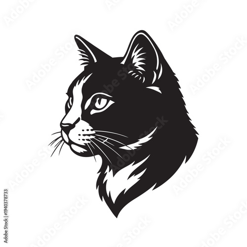 Cat Portrait Illustration on Isolated Background