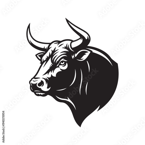 Bull Portrait Illustration on Isolated Background