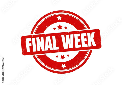 Final week stamp with red color and white text isolated on transparent background