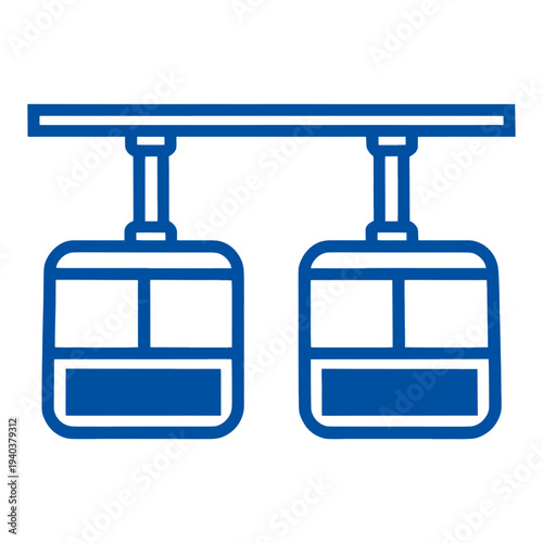 Double Cable Car Gondola Line Icon for App UI
