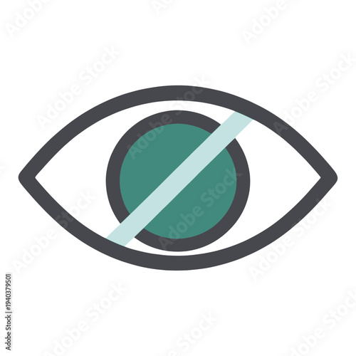 Eye With Diagonal Slash Flat Vector Icon for Web Interface
