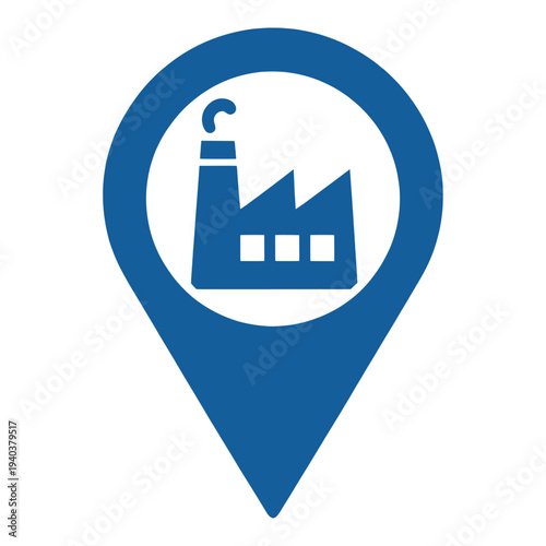 Factory Building Location Pin App Icon for Mobile Interface