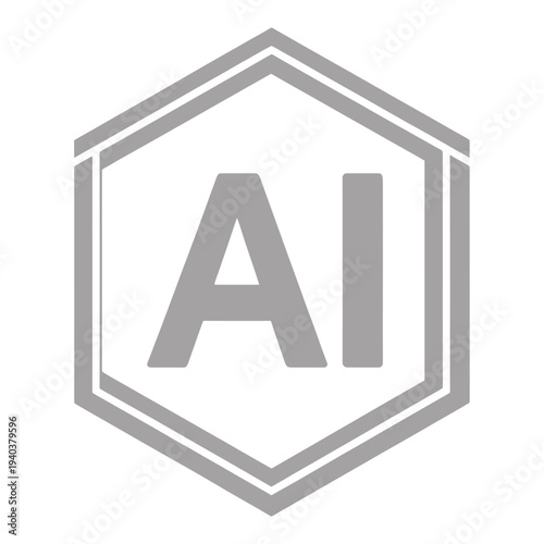 Filled AI Lettering in Hexagon Shape Vector Icon for App UI
