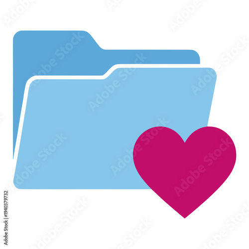 Filled Blue Folder with Pink Heart Icon for App UI