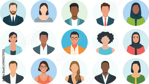 WebMega collection of business people icons, office life activities, diverse team collaboration, confused characters with questions, and creative lightbulb concepts.