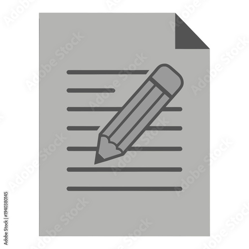 Filled Pencil Writing on Document UI Icon for App UI