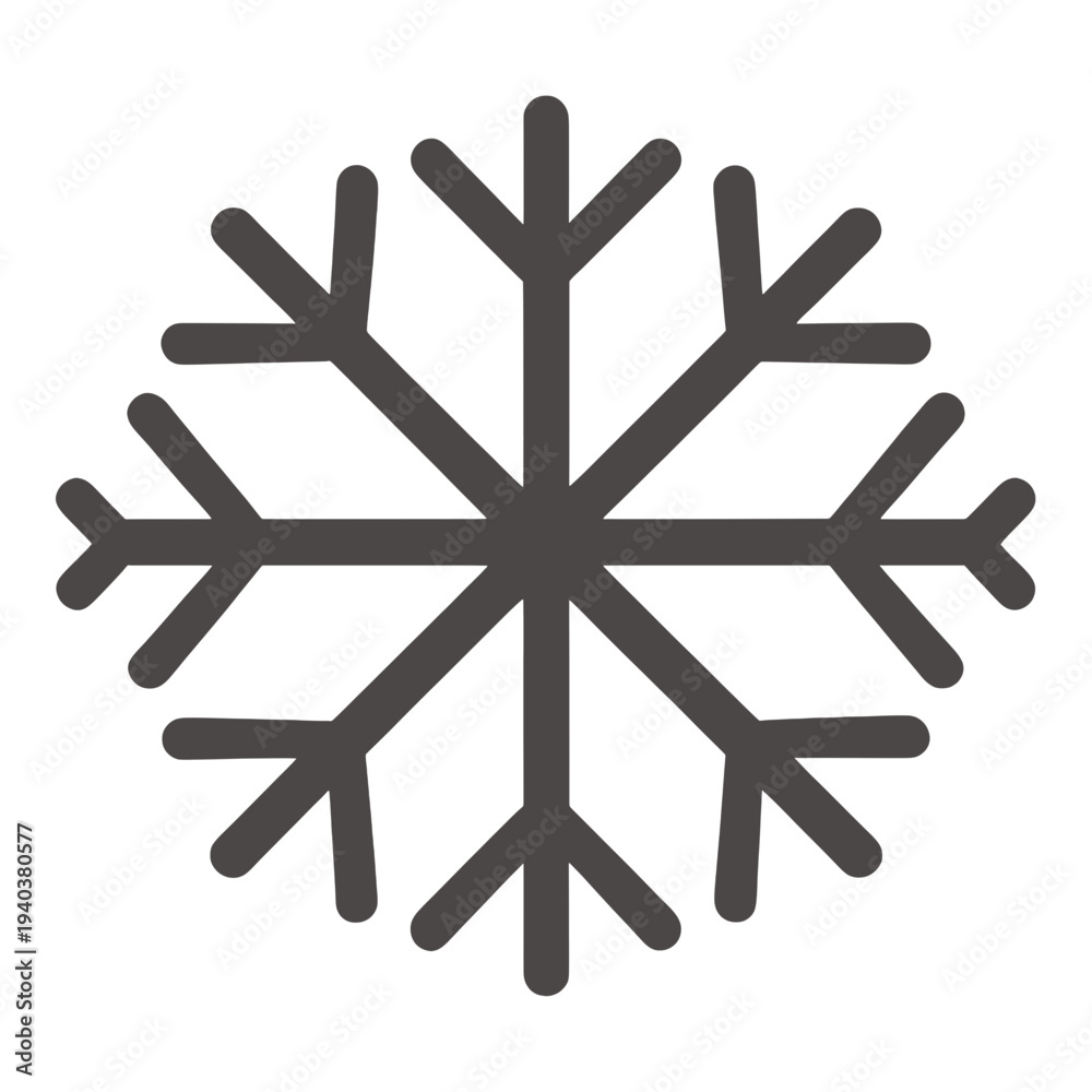 Fototapeta premium Gray Outline Snowflake Icon for Web Interface