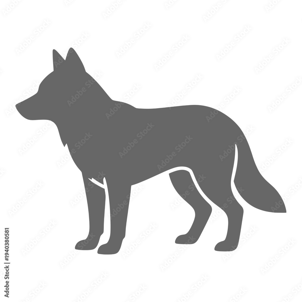 Fototapeta premium Gray Wolf Silhouette Flat Vector Icon for Web Interface