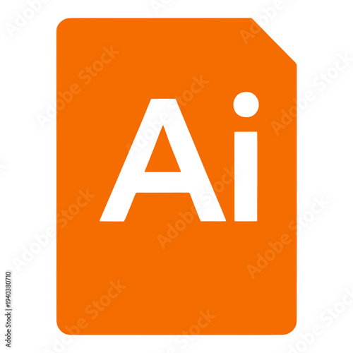 Orange Filled Adobe Illustrator Document Icon for App UI with Folded Corner