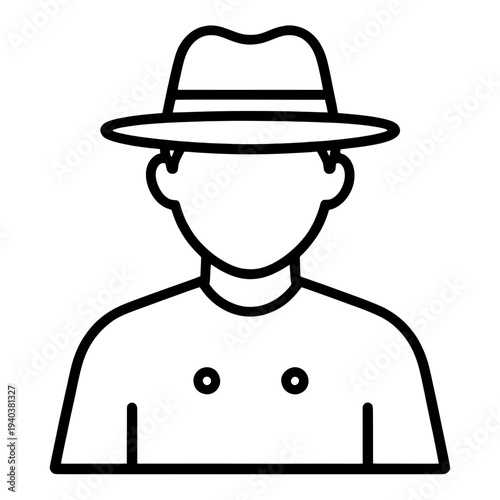 Outline Detective Silhouette with Fedora Hat UI Icon for App UI