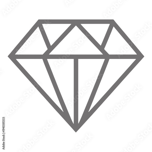 Outline Diamond Shape Vector Icon for App UI with Hollow Center