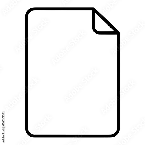 Outline Document with Folded Corner UI Icon for Web Interface