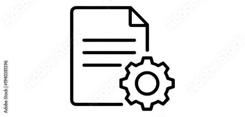 Outline Document with Gear Icon for App UI