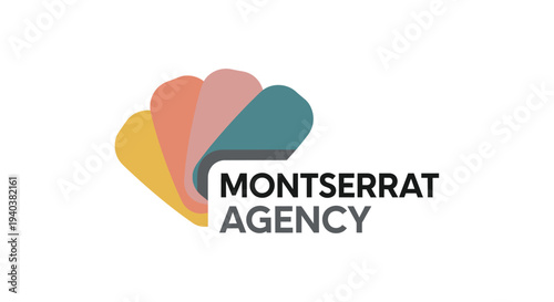 Abstract Colorful Overlapping Shapes Design Logo Concept on Isolated White Background