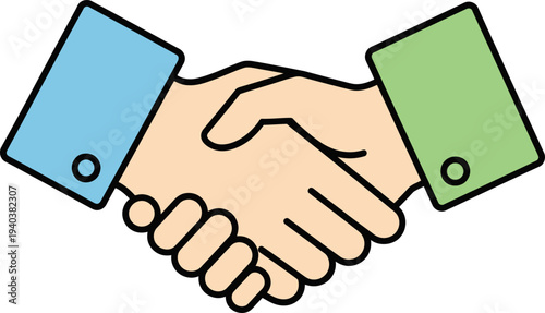 Close up of business handshake with colored sleeves