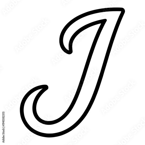 Outline Letter J Font Character UI Icon for App UI