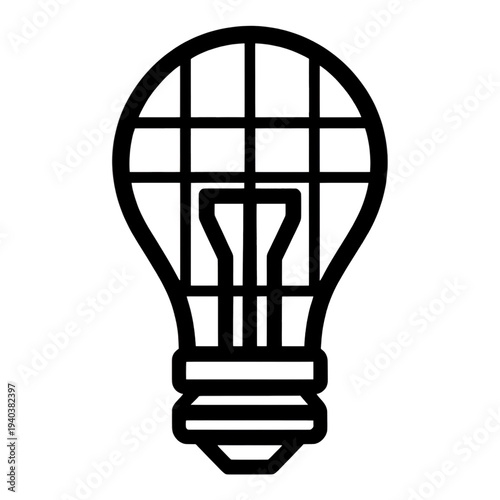 Outline Light Bulb With Grid Pattern Vector Icon for Web Interface