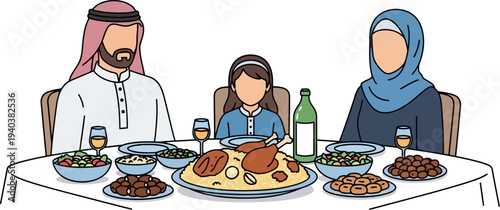 Family enjoying traditional dinner together at table