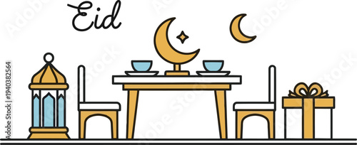 Festive dining table prepared for an eid celebration meal