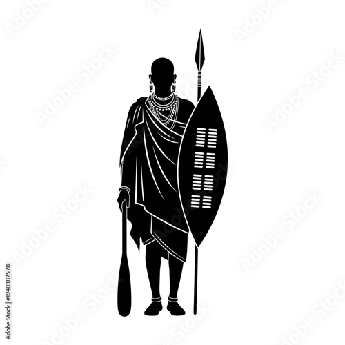 Vector illustration of a warrior knight holding a sword standing like a surfer silhouette near the ocean