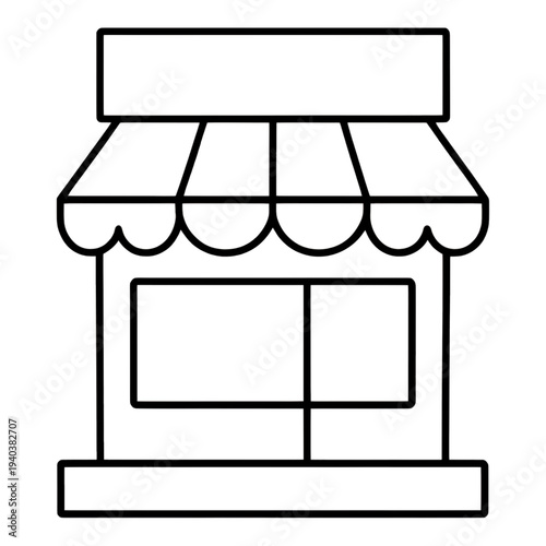 Outline Shopfront Building with Awning UI Icon for Web Interface