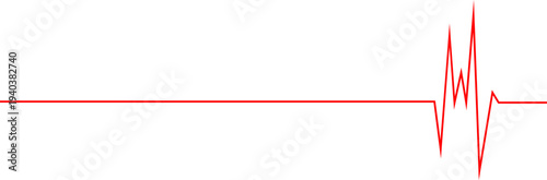 Red Heartbeat Pulse Line Vector Icon with Cardiogram EKG Medical Symbol