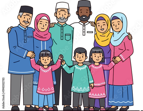 Large diverse extended family group photo