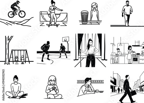Set of 12 urban lifestyle icons vector